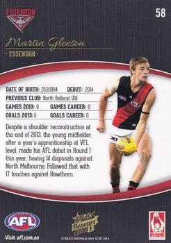 2014 Select AFL Honours Series 1 #58 Martin Gleeson Back